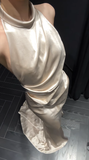 Luxurious Mermaid Halter Satin Long Prom Dresses Formal Dress HZ1024