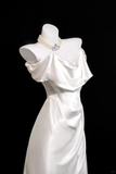 Simple Elegant Mermaid Off The Shoulder Satin Long Prom Dresses Formal Dress HZ1024