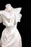 Simple Elegant Mermaid Off The Shoulder Satin Long Prom Dresses Formal Dress HZ1024