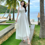 Elegant White A Line Halter Chiffon Long Prom Dresses Formal Dress HZ1024