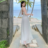 Elegant White A Line Halter Chiffon Long Prom Dresses Formal Dress HZ1024