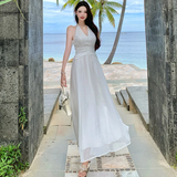 Elegant White A Line Halter Chiffon Long Prom Dresses Formal Dress HZ1024