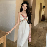 Charming Mermaid Spaghetti Straps Satin Flower Lace Long Prom Dresses Formal Dress HZ1024