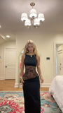 Stunning Mermaid Black Satin Lace Long Prom Dresses Formal Dress HZ1024