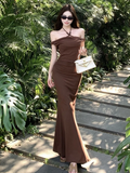 Elegant Mermaid Off The Shoulder Satin Long Prom Dresses Formal Dress HZ1024
