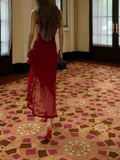Burgundy Mermaid Spaghetti Straps Satin Long Prom Dresses Formal Dress HZ1024