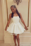 Classy A Line Spaghetti Straps Satin Short Homecoming Dress 18th Birthday Outfits HZ1024
