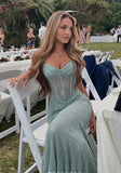Classy Mermaid Sweetheart Lace Long Prom Dresses Formal Dress HZ1024