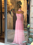 Eelgant A Line Strapless Sweetheart Chiffon Long Prom Dresses Formal Dress HZ1024