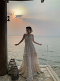 Pretty A Line Halter Satin Backless Long Seaside Holiday Dress Prom Dresses Formal Dress HZ1024