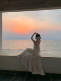 Pretty A Line Halter Satin Backless Long Seaside Holiday Dress Prom Dresses Formal Dress HZ1024