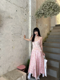 Vintage A Line Spaghetti Straps Satin Lace Long Prom Dresses Formal Dress HZ1024