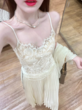Elegant A Line Spaghetti Straps Satin Lace Pleated Long Prom Dresses Formal Dress HZ1024