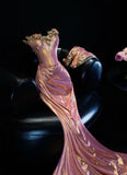 Pretty Mermaid Strapless Satin Flower Long Prom Dresses Formal Dress HZ1024