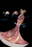 Pretty Mermaid Strapless Satin Flower Long Prom Dresses Formal Dress HZ1024