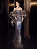 Sexy Mermaid Strapless Sequin Prom Dresses HZ1024