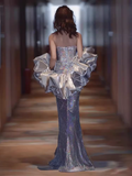 Sexy Mermaid Strapless Sequin Prom Dresses HZ1024