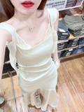 Elegant Mermaid Spaghetti Straps Satin Lace Long Prom Dresses Formal Dress HZ1024