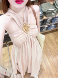Classy A Line Halter Satin Beads Long Prom Dresses Formal Dress HZ1024