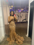 Gorgeous Mermaid Strapless Satin Sequin Long Prom Dresses Formal Dress HZ1024