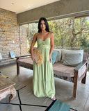 Elegant A Line Spaghetti Straps Satin Long Prom Dresses Formal Dress HZ1024