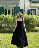 Lovely A Line Black Square Satin Long Prom Dresses Formal Dress HZ1024