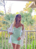 Sheath Mermaid Spaghetti Straps Satin Lace Short Homecoming Dress 19th Birthday Outfits HZ1024