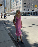 Simple Elegant A Line Spaghetti Straps Satin Long Prom Dresses Formal Dress HZ1024