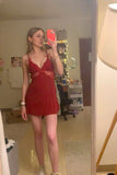 Sexy A Line Spaghetti Straps Satin Lace Short Homecoming Dress 21th Birthday Outfits HZ1024