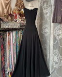 Modest A Line V Neck Black Satin Long Prom Dresses Formal Dress HZ1024