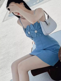 Elegant Sheath Straps Blue 18th Birthday Dress Short Homecoming Dresses HZ1024