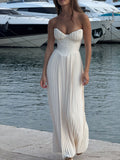 Pretty A Line Sweetheart Satin Pleated Long Prom Dresses Formal Dress HZ1024