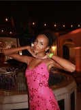 Gorgeous Mermaid Halter Satin Sequin Long Prom Dresses Formal Dress HZ1024