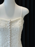 Classy A Line Spaghetti Straps Chiffon Lace Long Prom Dresses Formal Dress HZ1024