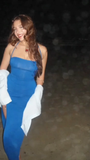 Charming Mermaid Halter Satin Slit Long Prom Dresses Formal Dress HZ1024