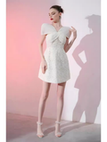 Simple A-Line Lace Short Birthday Outfits White Homecoming Dress HZ1024