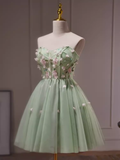 Elegant A Line Mint Green Birthday Outfits Tulle Homecoming Dresses HZ1024