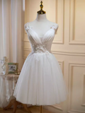 Simple A line Short Birthday Dress White Lace Homecoming Dresses HZ1024