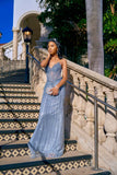 Glamorous Mermaid Strapless Tulle Sequin Beads Long Prom Dresses Formal Dress HZ1024