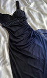Shiny A Line Sweetheart Neck Ombre Navy Chiffon Sequin Long Prom Dresses Formal Dress HZ1024