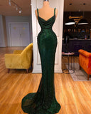 Shiny Mermaid Spaghetti Straps Sequin Long Prom Dresses Formal Dress HZ1024