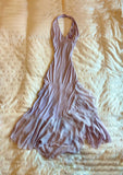 Unique A Line Halter Satin Chiffon Applique Long Prom Dresses Formal Dress HZ1024
