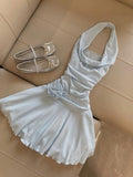 Classy A Line Halter Satin Lace Short Homecoming Dress 19th Birthday Outfits HZ1024