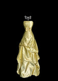 Vintage A Line Strapless Satin Long Prom Dresses Formal Dress HZ1024