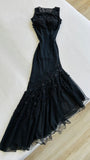 Chic Mermaid Satin Tulle Beads Long Prom Dresses Formal Dress HZ1024