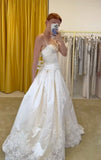 Pretty A Line Spaghetti Straps Stain Lace Long Prom Dresses Formal Dress HZ1024