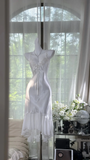 Charming Mermaid White Spaghetti Straps Satin Beads Tea Length Homecoming Dress 21th Birthday Outfits HZ1024
