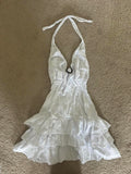 Retro A Line Halter Satin Layer Short Homecoming Dress 19th Birthday Outfits HZ1024