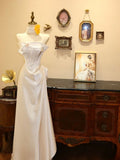 Style Classy Mermaid Strapless Satin Applique Long Prom Dress,Wedding Dress,Formal Dress HZ1024