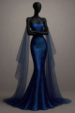 Glitter Mermaid Strapless Satin Sequin Long Prom Dress,Formal Dress HZ1024